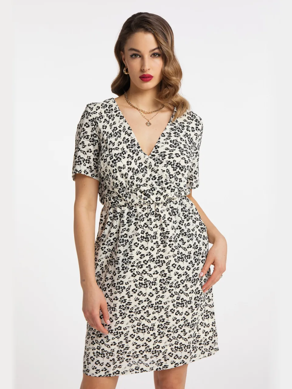 Faina jurk tylin Zwart/Wit