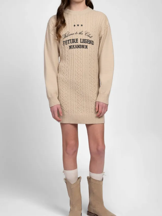 Nik & Nik gebreide jurk beige, foto 4