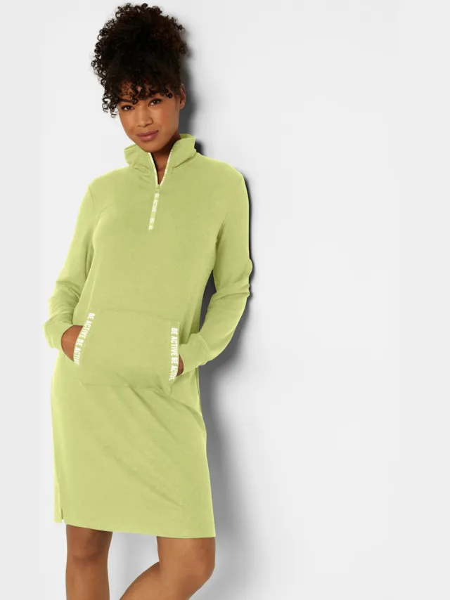 Jersey jurk pistache/wit