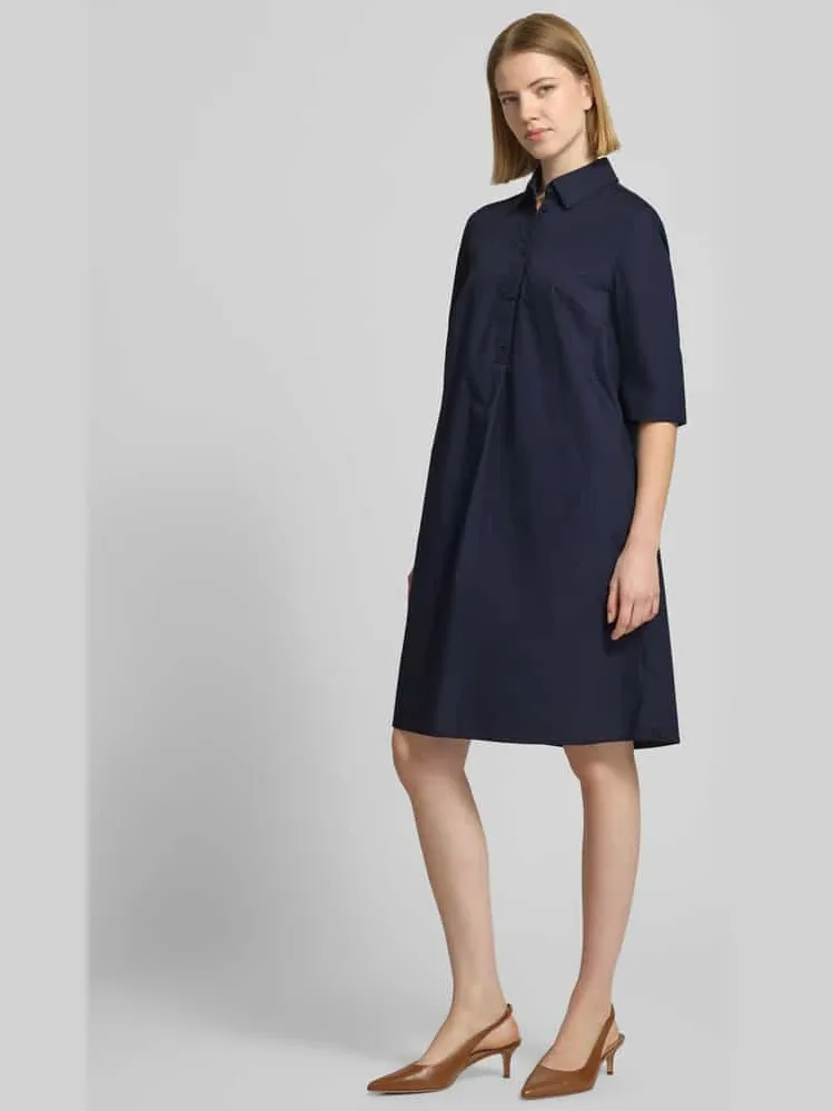 Christian Berg Woman Selection Knie-lang overhemdjurk met knoopsluiting Marineblauw