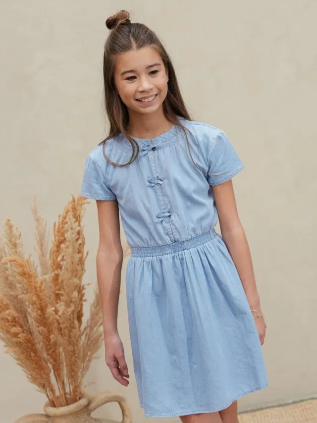 Like Flo F601-5800 Meisjes Jurk lt denim