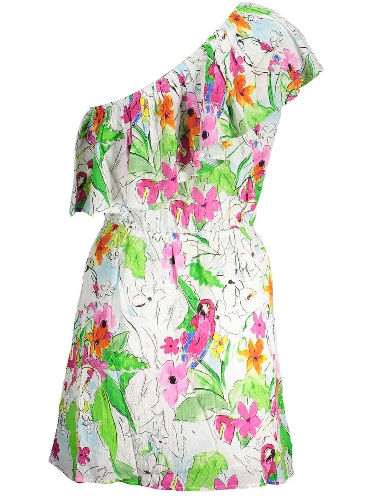 Desigual Floral Papegaai Mini Jurk Relaxed Fit wit, foto 2