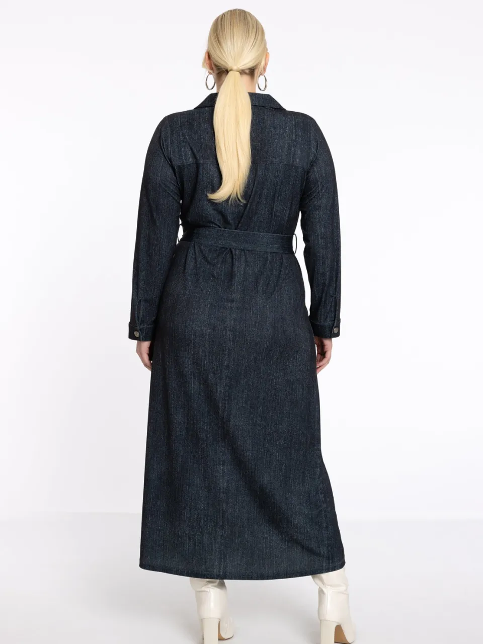 Yoek denim jurk donkerblauw, foto 4
