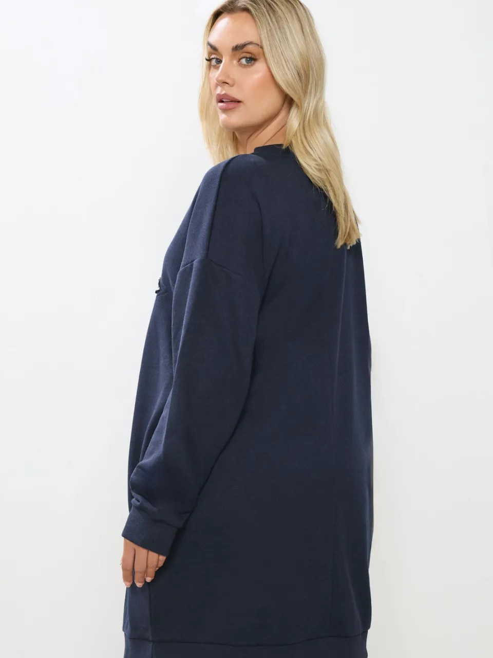 Yours Marineblauwe Luipaardsterren Sweatshirtjurk-60, foto 4