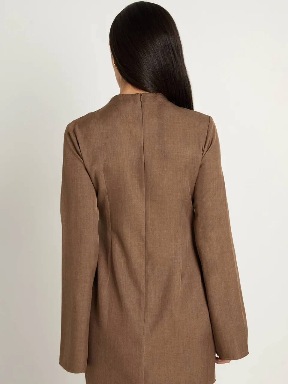 boohoo Dames Corset Paneel Hoge Hals Getailleerde Mini Jurk bruin, foto 3