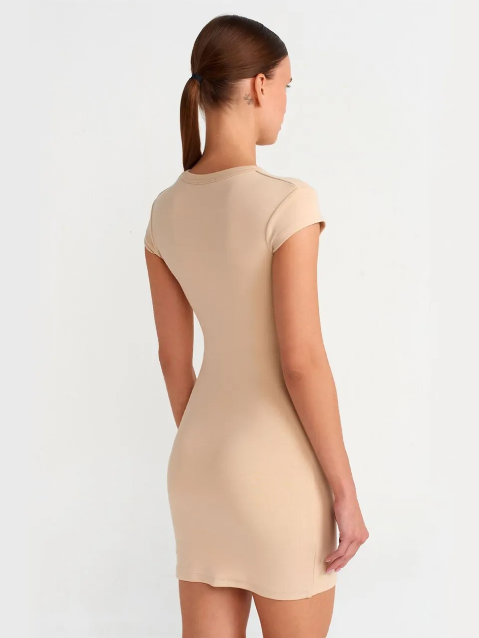 Dilvin Dames Bodycon Mini Jurk beige, foto 2