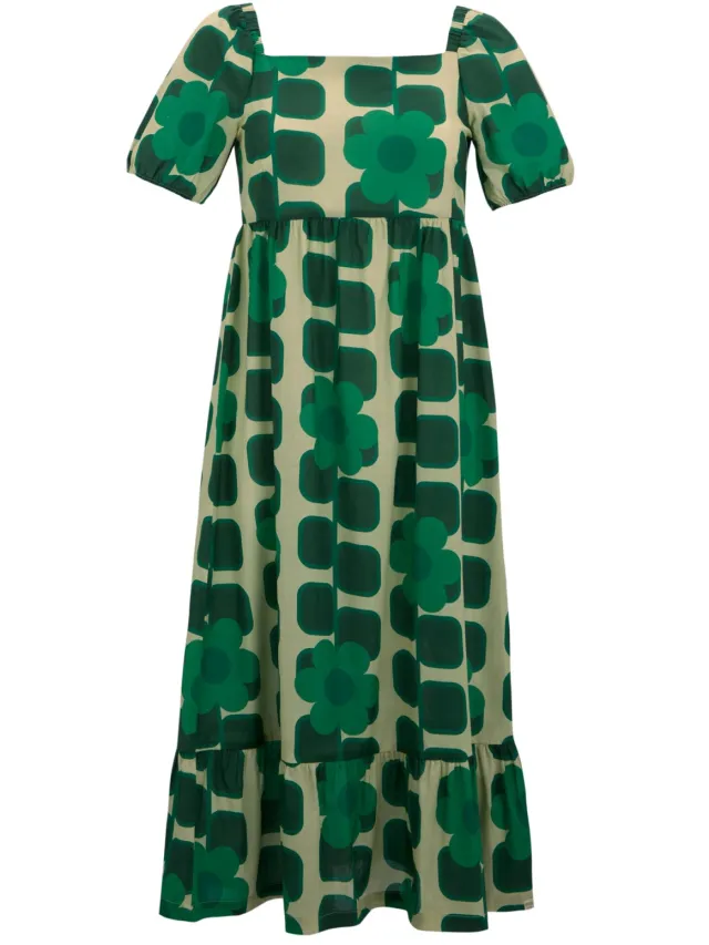 Regatta Dames/Dames Orla Kiely Reuze Vierkante Bloemen Zomer Midi Jurk (Groen)