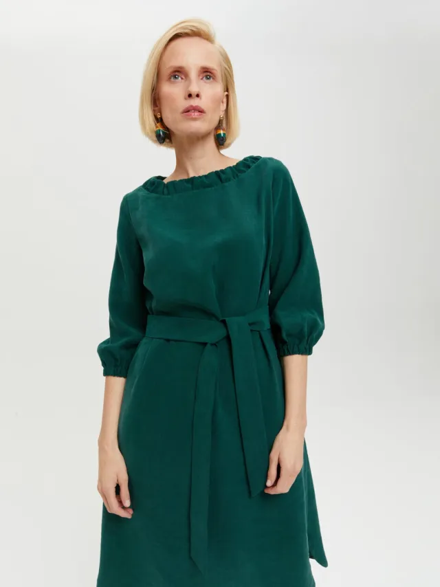 AYANI dames vegan Jurk Celine Bosgroen Donkergroen