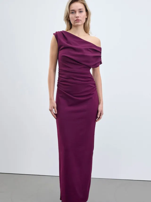 Sisters Point one shoulder maxi jurk - donkerpaars