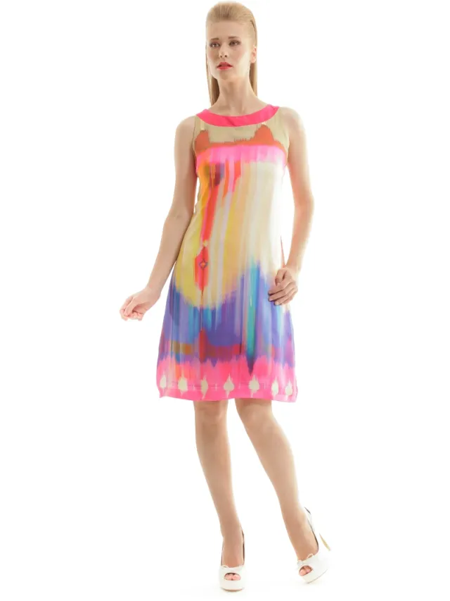 Conquista Print Mouwloze Jurk chill peper Kersenrood