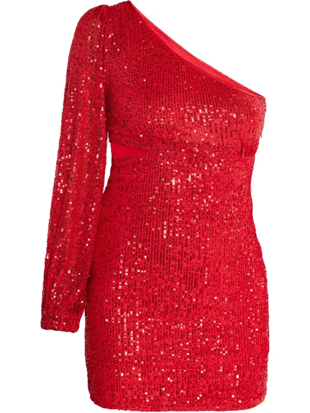 Faina Mini-jurk met één schouder rood