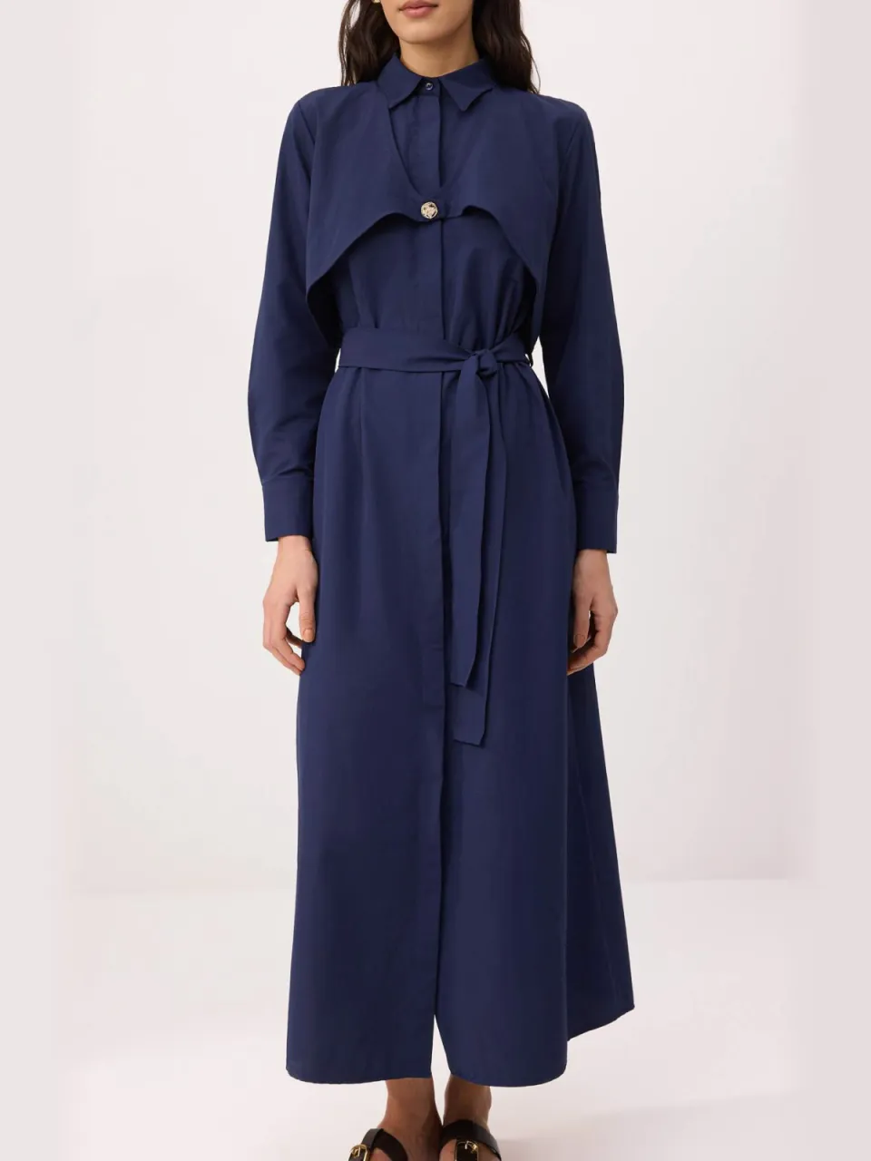 Trendyol Modest Dames Donkerblauw Effen Maxi Lang Skater Modest Jurken marineblauw/blauw, foto 2