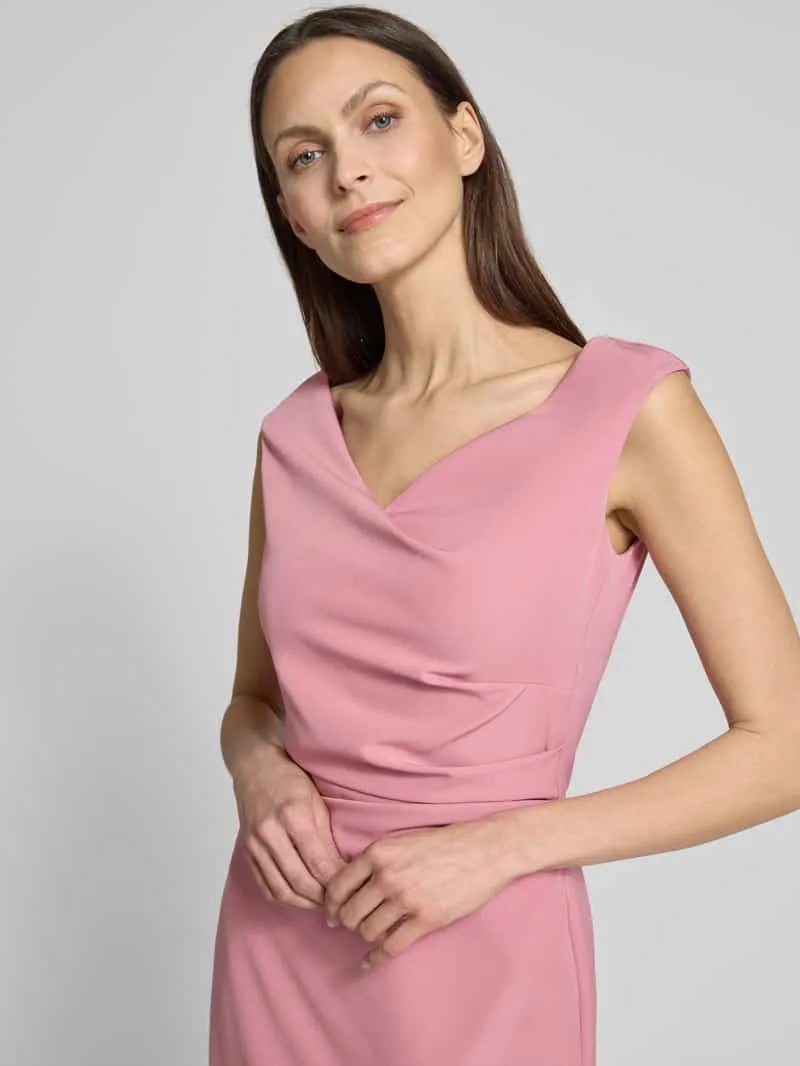 Vera Mont Knielange cocktailjurk met plooien roze, foto 5