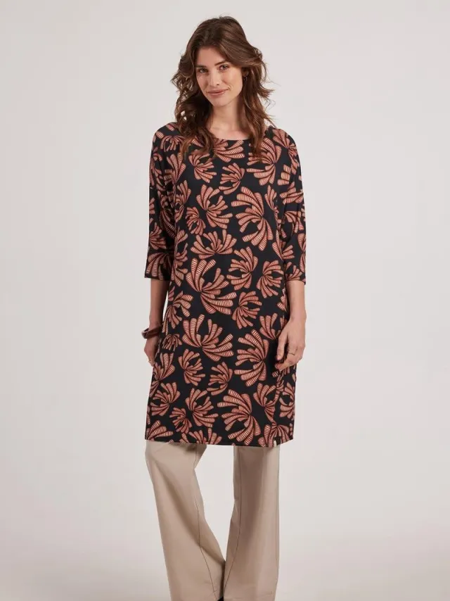 Didi Dames Loose dress Easy Blue Cocktail print Blauw