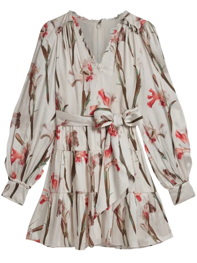 Ted Baker Cuiaba Mini-jurk Met Plooien En V-hals In Ivoor, foto 2