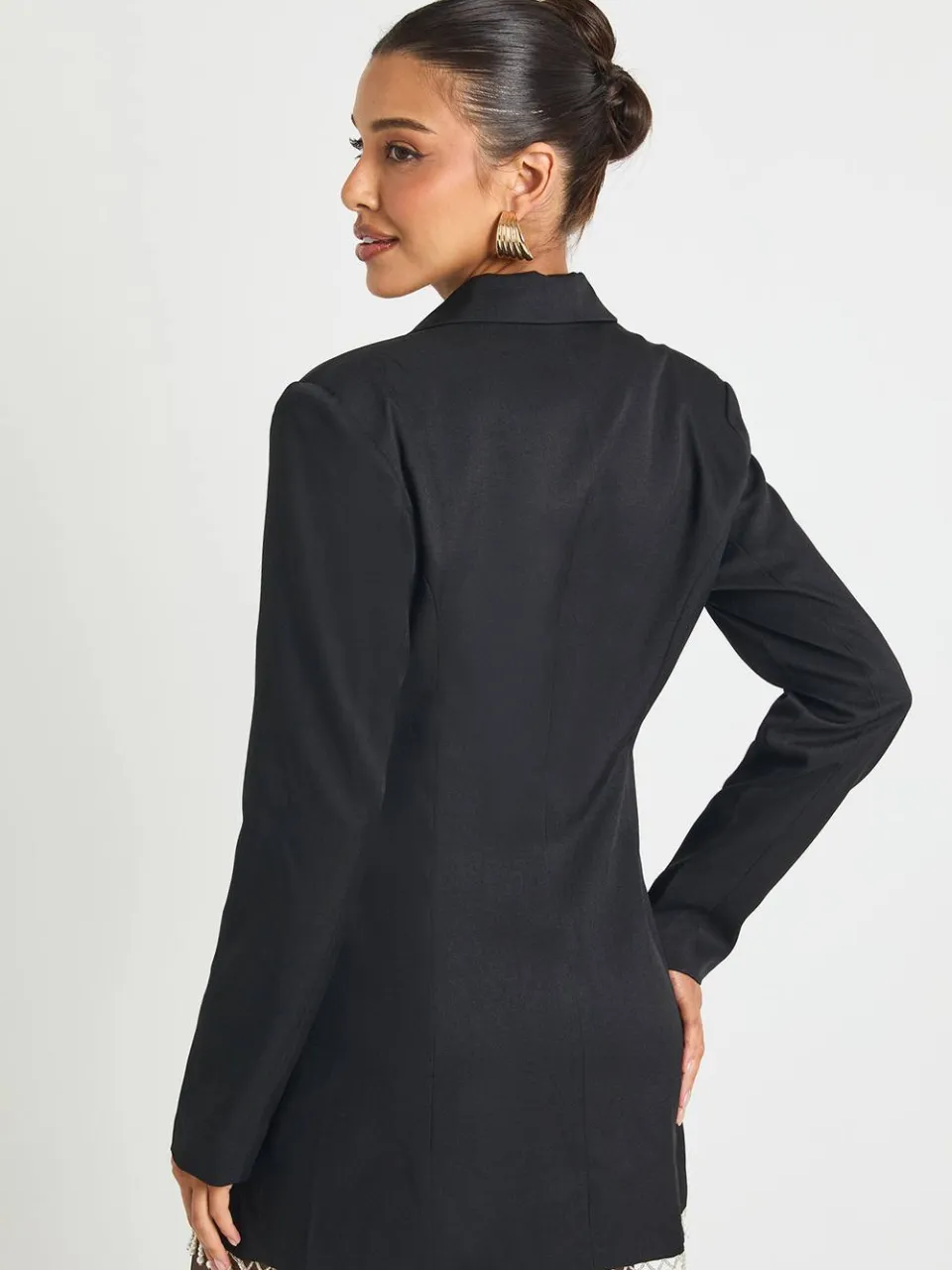 boohoo Dames Blazerjurk met parelversiering zwart, foto 2