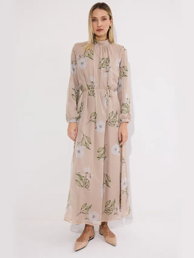 TOUCHÉ PRIVÉ Gevoerde chiffon maxi-jurk - Beige - Dames