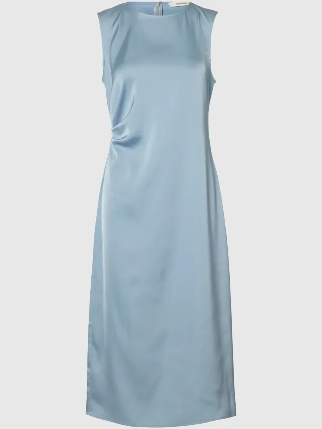 Selected maxi-jurk Satijn Dusty Blue