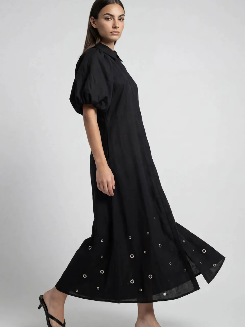 Shoeby blousejurk met studs en linnen - zwart, foto 4