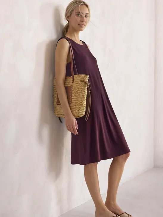 Street One Kniehoge jurk met ronde hals en knoopdetail Rood
