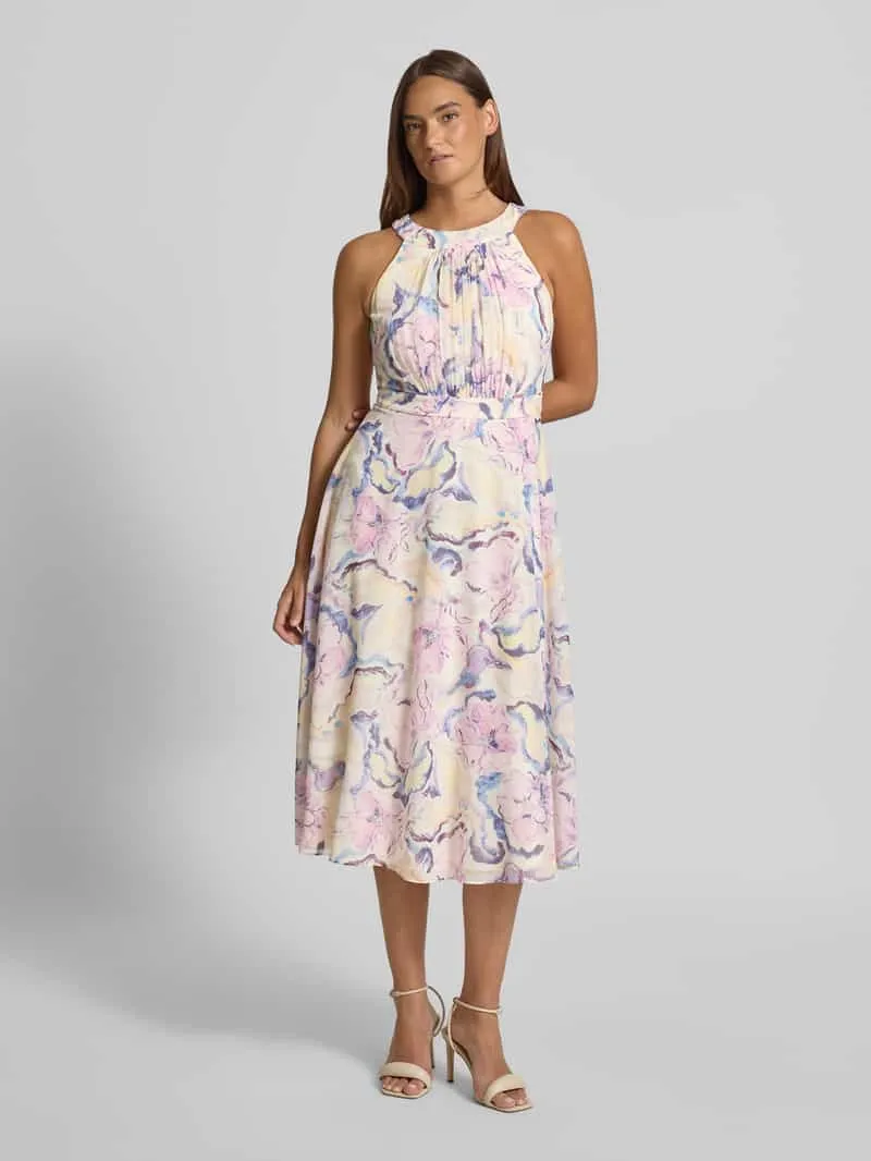 Christian Berg Cocktail midi-jurk met all-over bloemenmotief Lichtroze gemêleerd
