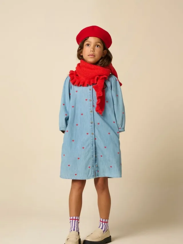 Sissy-Boy Blauwe denim jurk met hartjes