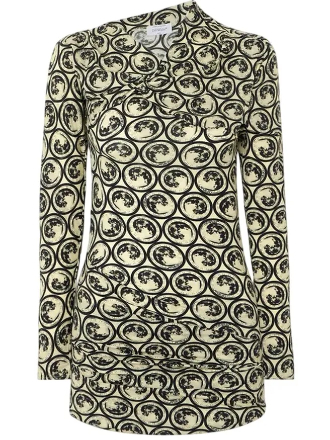 Off White Dames/Dames Mini Jurk met Alles-Over Print (Wit/zwart afdrukken), foto 2