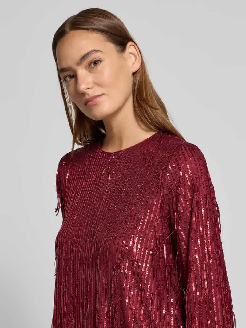 Yas mini-jurk met ronde hals model 'Lantra' bordeaux, foto 4