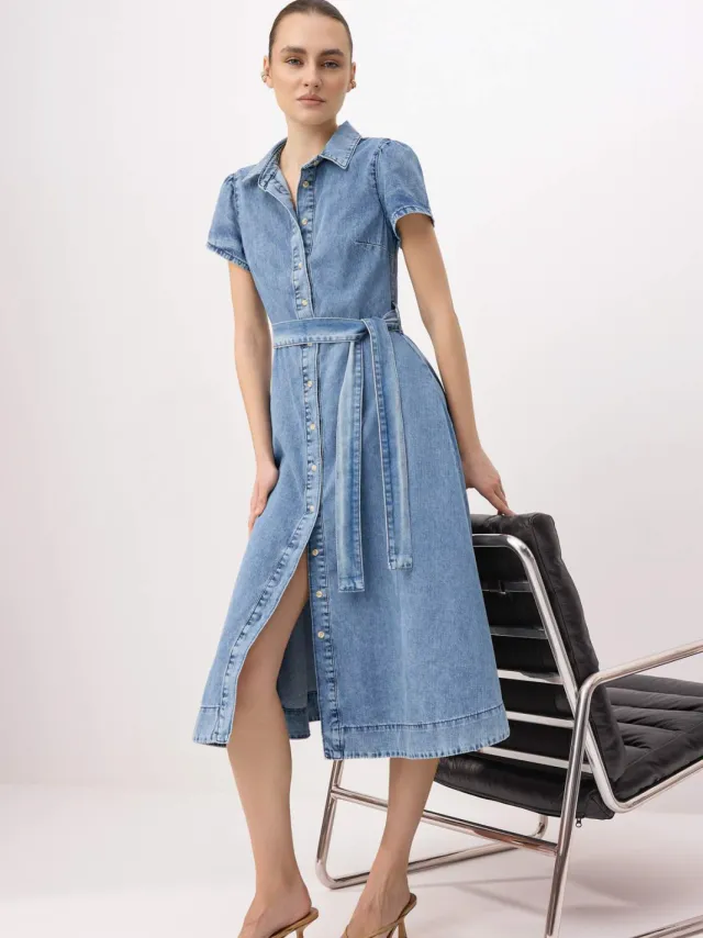 Trendyol TRENDYOLMİLLA Dames Blauw Effen Midi Mouwloos Skater Jurken