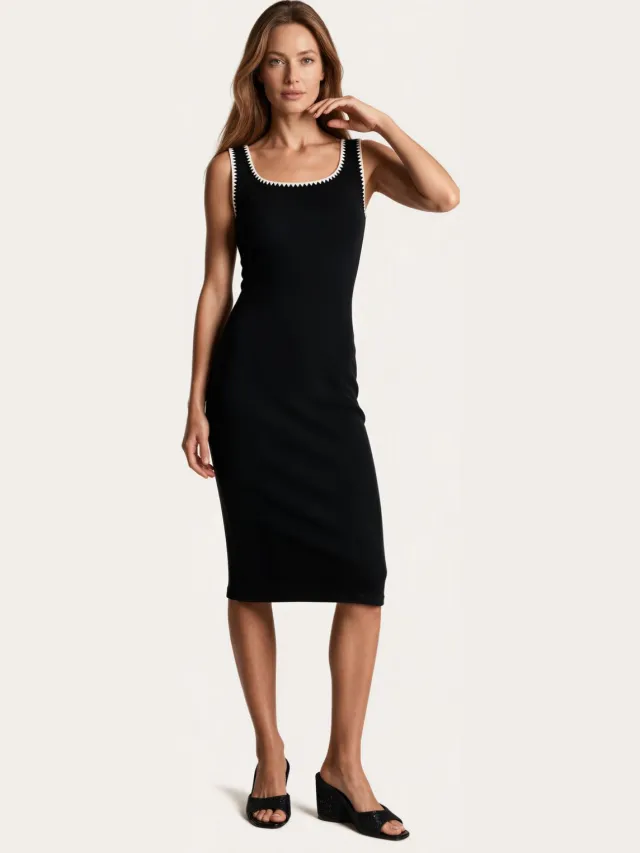 MSN Collection Dames Midi Jurk Zwart