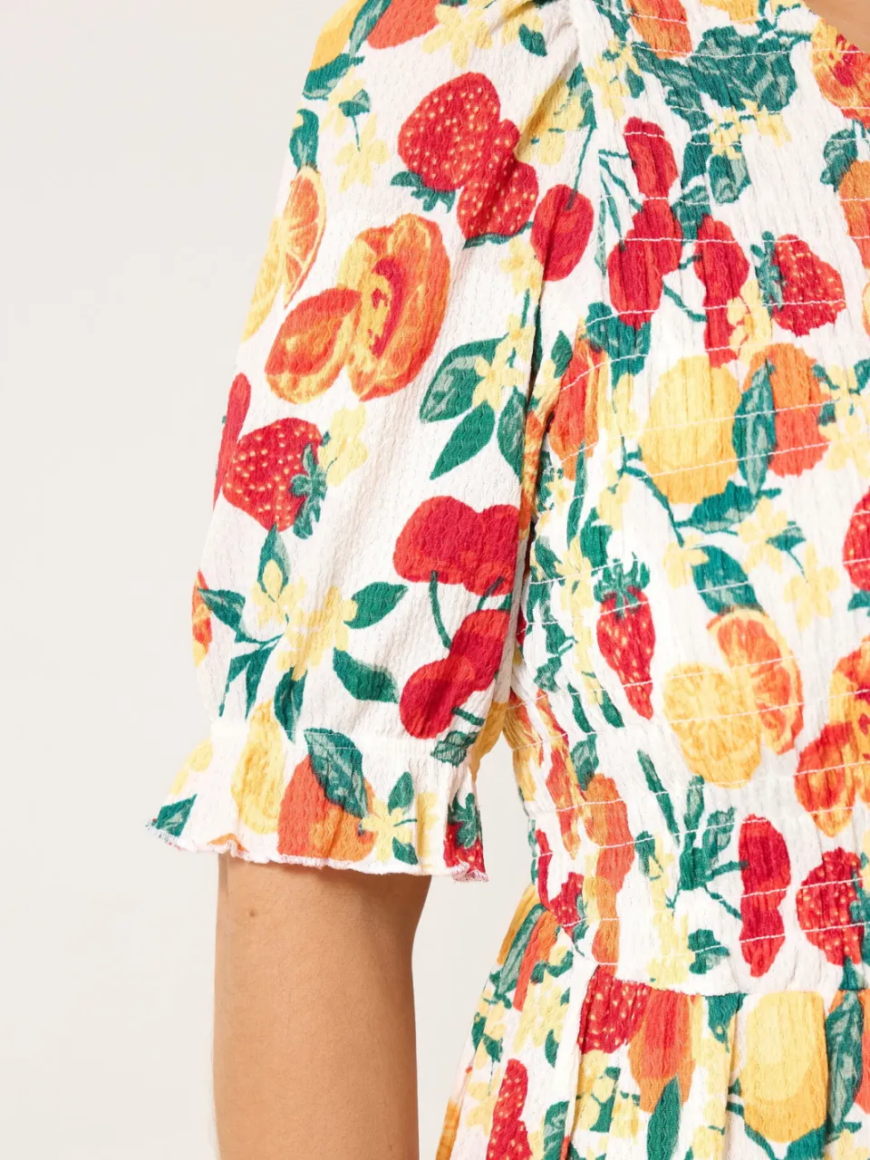 Yours Oranje Jurk Met Smockwerk En Fruitprint-60, foto 4