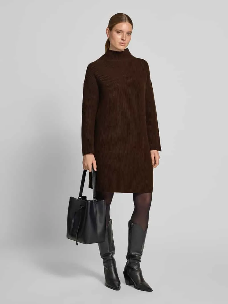 Marc O'Polo Loose fit tricotjurk van wolmix donkerbruin