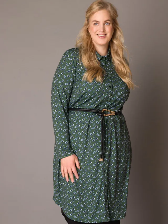 Colletta jurk print blouse look olive/multi color