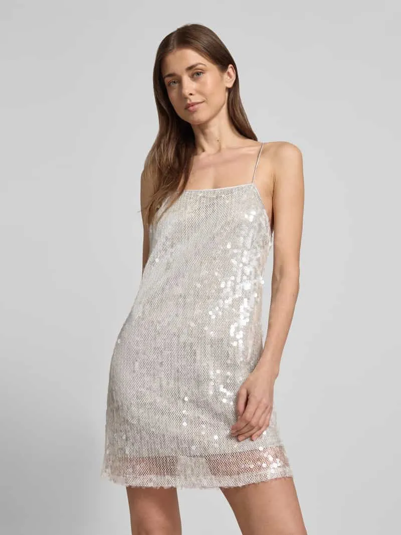 Style Icon Collection Jurk met bandjes in minilengte met paillettenafwerking - curated by Vicky Heiler Zilver
