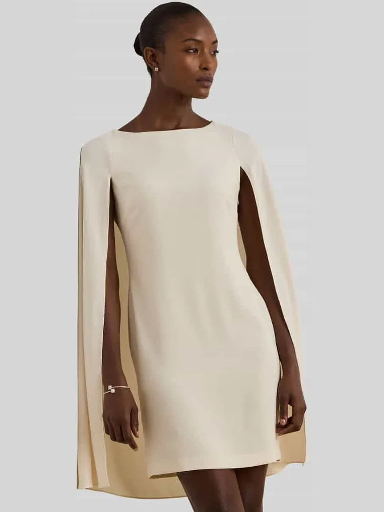 Lauren Ralph Lauren A-lijn cocktailjurk met cape beige, foto 4