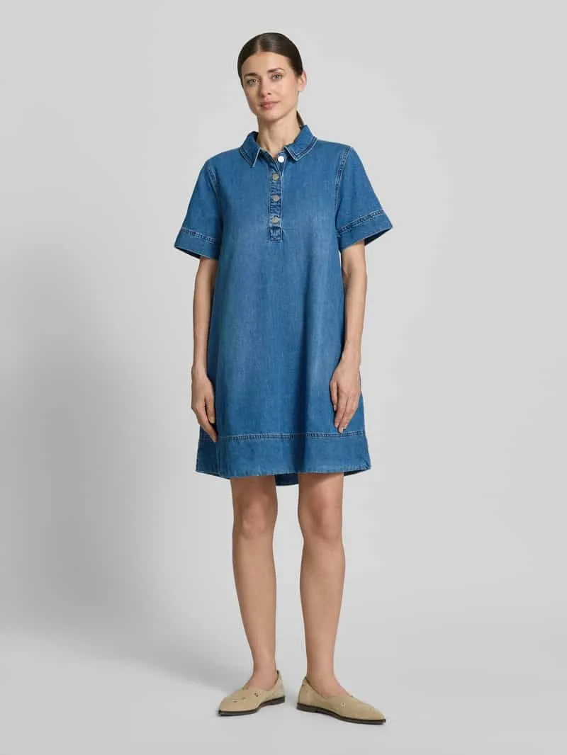 MSCH Copenhagen Knie-lange denimjurk met drukknoopsluiting model 'Turo Alena', foto 5