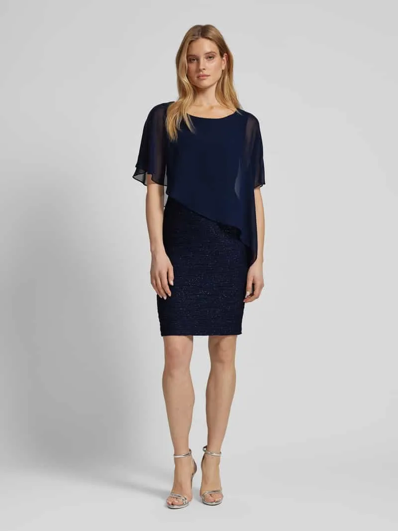 Swing Cocktailjurk met glittereffect en chiffon Marineblauw