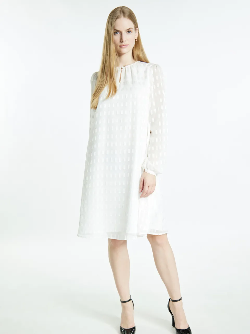 dreimaster Midi-jurk met glitters Dames wolwit Gebroken wit