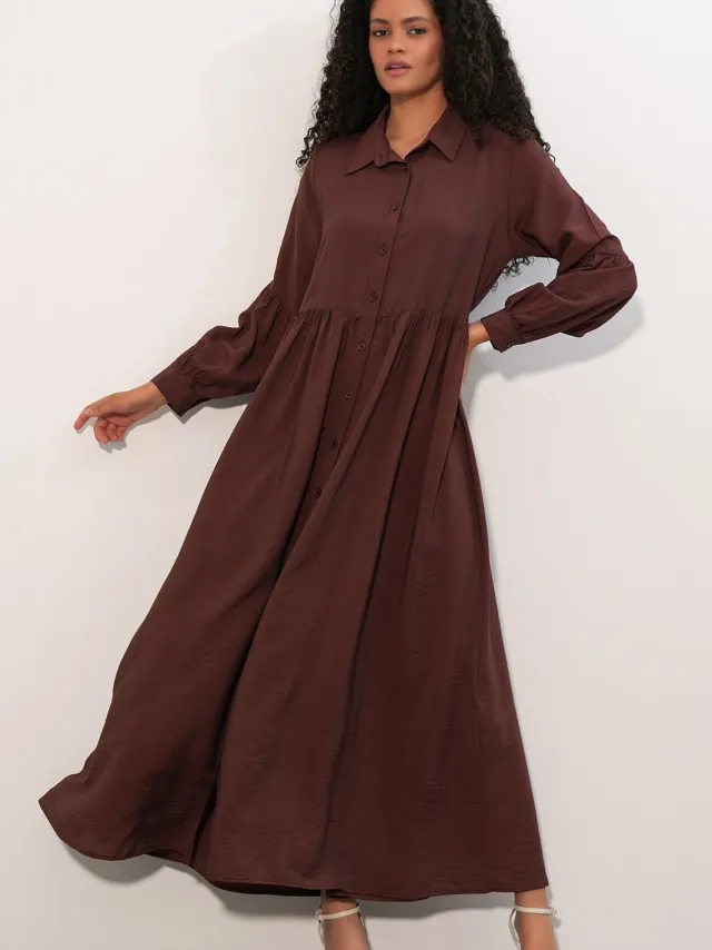 Big Dart Losse Maxi Shirtjurk Bruin