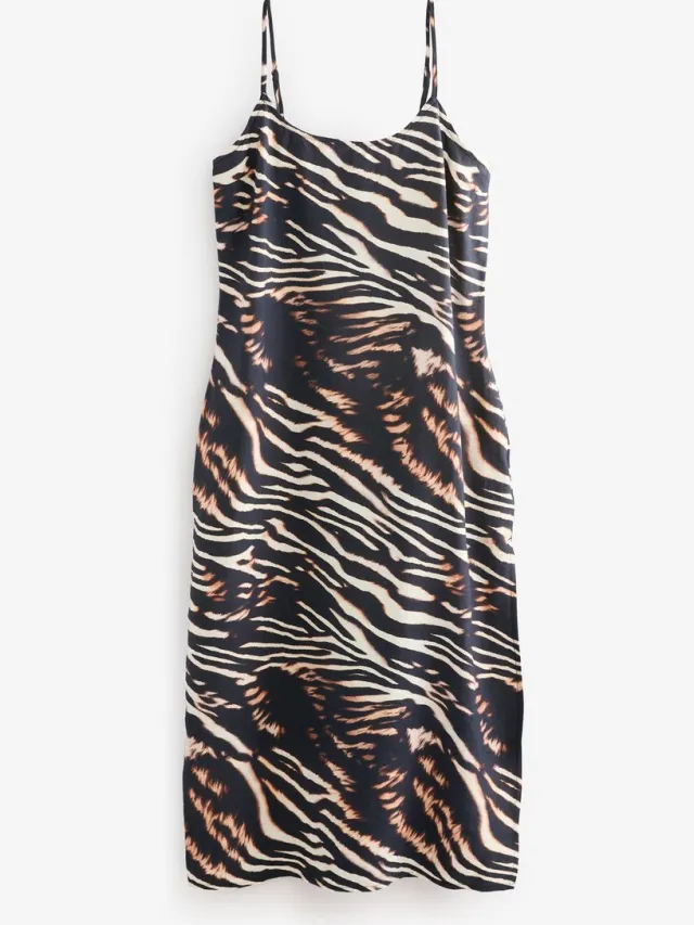 Next Dames - Halflang nachthemd zomerjurk - Dierenprint Brown Animal Print