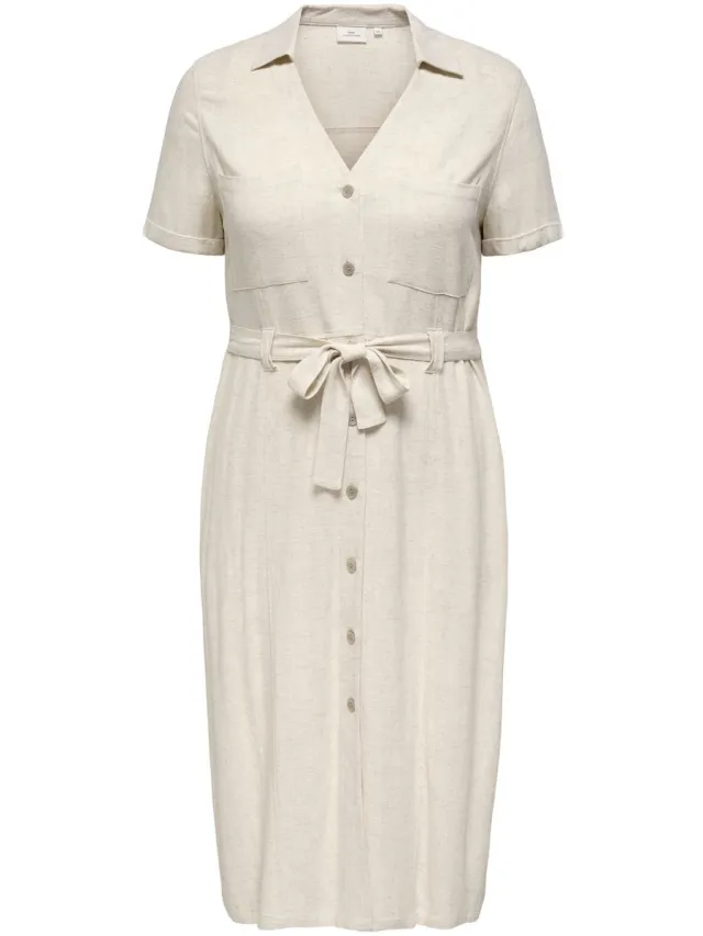 Only Carmakoma Blousejurk CARSIESTA Linnen Lange jurk Moonbeam