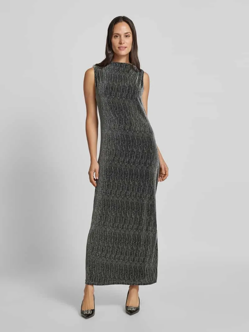 Selected Maxi-jurk met boothals, model 'ANITA' Zwart