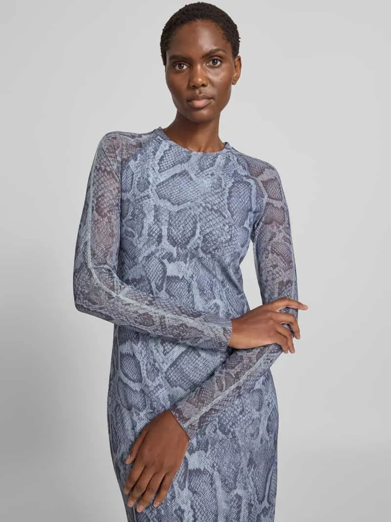 Marc Cain Midi-jurk met slangenmotief rookblauw, foto 4