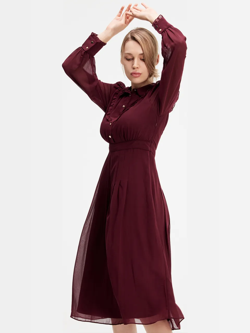 S&J Weekends Mousseline blouse-dress Bordeauxrood