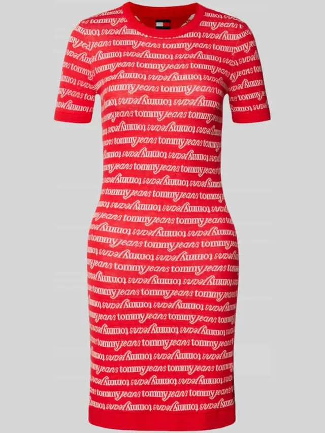 Tommy Jeans T-shirtjurk met ronde hals, model 'SCRIPT' rood, foto 2