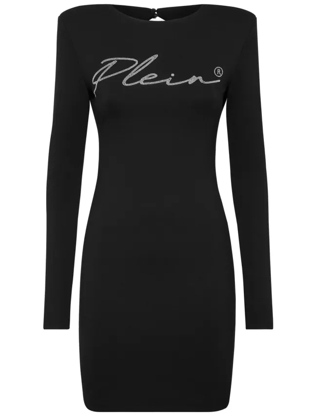 Philipp Plein Korte Jurk Signature zwart, foto 2