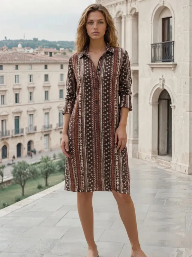 Mi Piace Travel Jurk Boho Print 202092 Espresso - Maat :