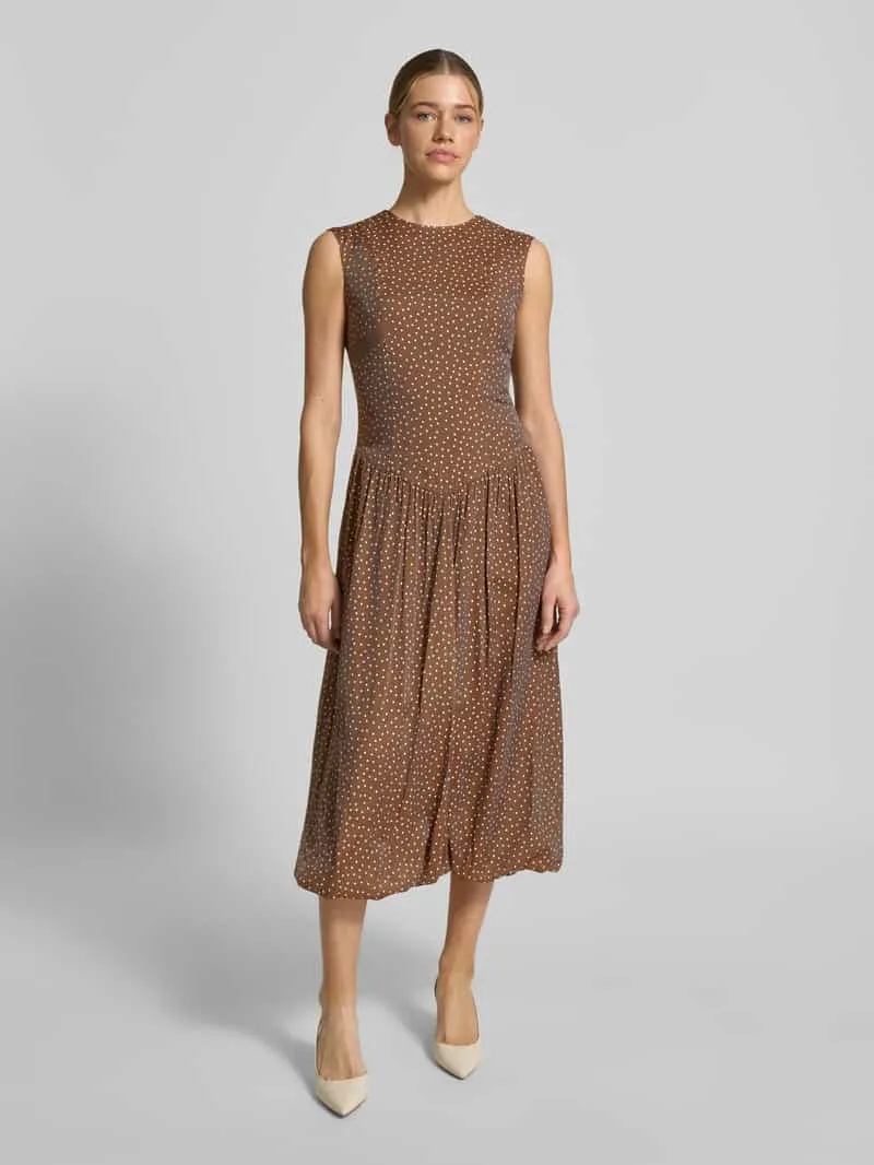 Yas Bubble jurk met ronde hals model 'KRISSI' Chocoladebruin