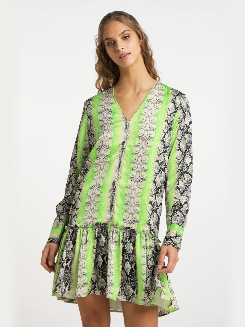 IZIA jurk met reptielenprint gaya Groen