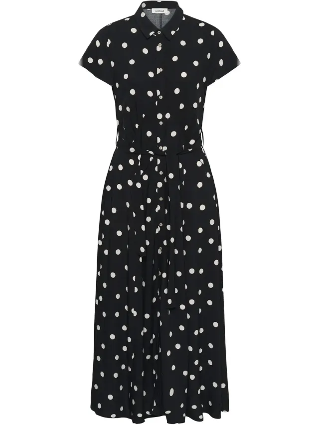 SOAKED IN LUXURY Dameshemdjurk Soaked in Luxury SLArjana black with oatmeal dot